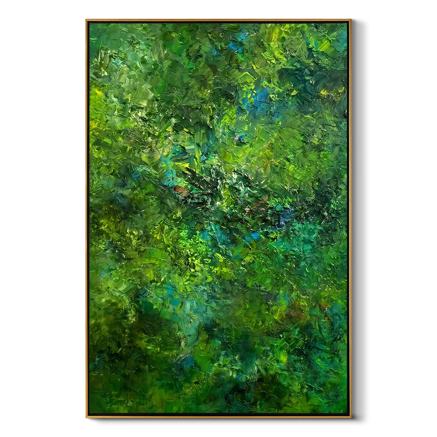 "Verdant Sanctuary" – Lush 3D Forest Impasto Abstract | Nature-Inspired Vertical Statement Art