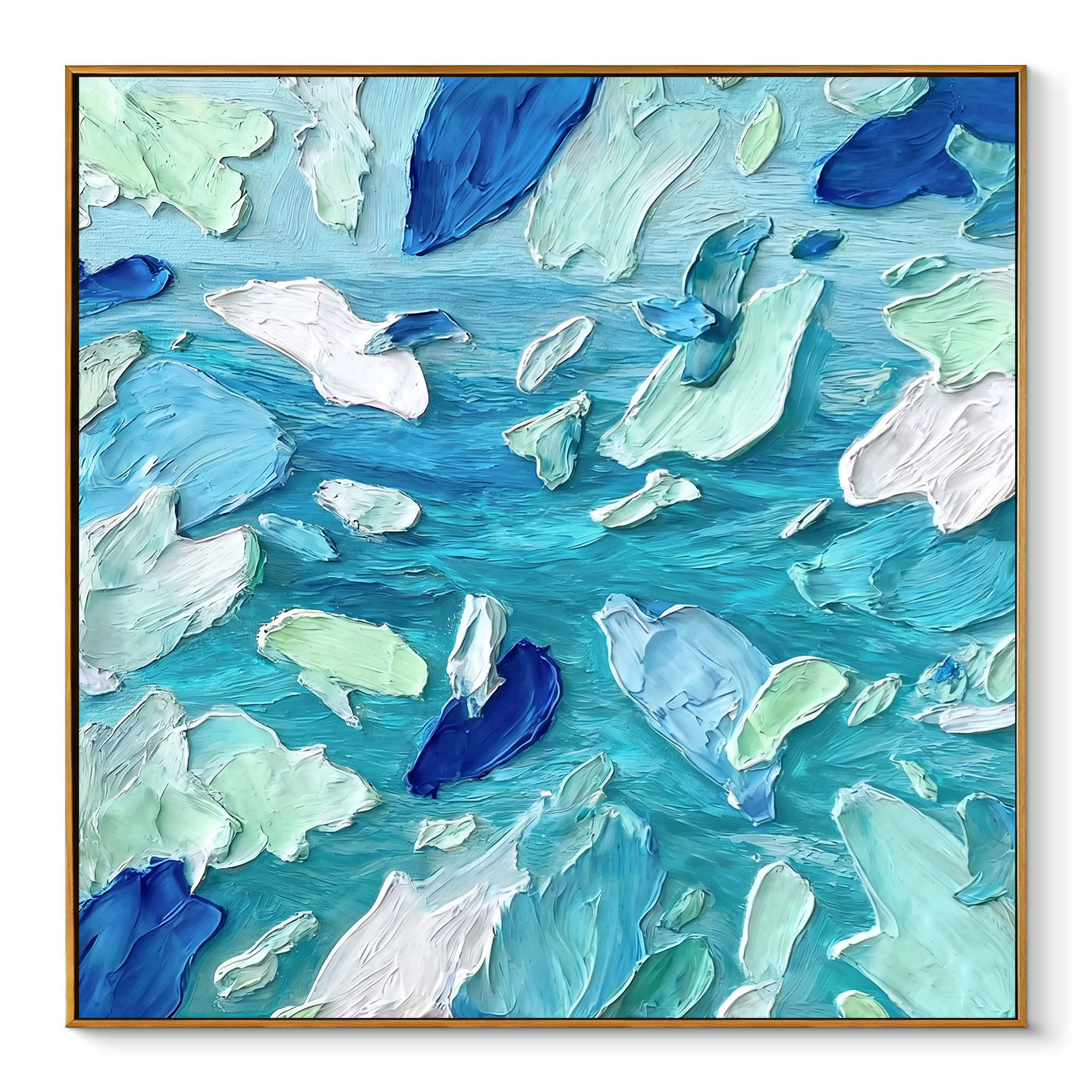 "Azure Rhythms" – Modern 3D Heavy Impasto Abstract | Refreshing Coastal Statement Art