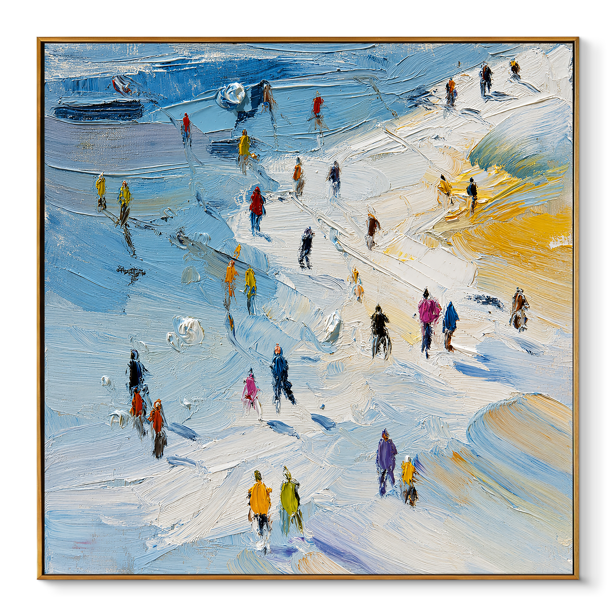 "Midsummer Pulse" – Impressionist Beach Crowd Impasto | Modern Coastal Life Statement Art