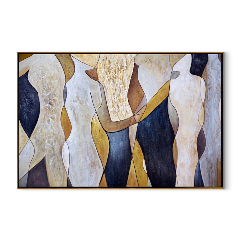 "Soul Harmony" – Modern Abstract Figurative Earth Tone Acrylic Painting | Sophisticated Hallway Statement Art