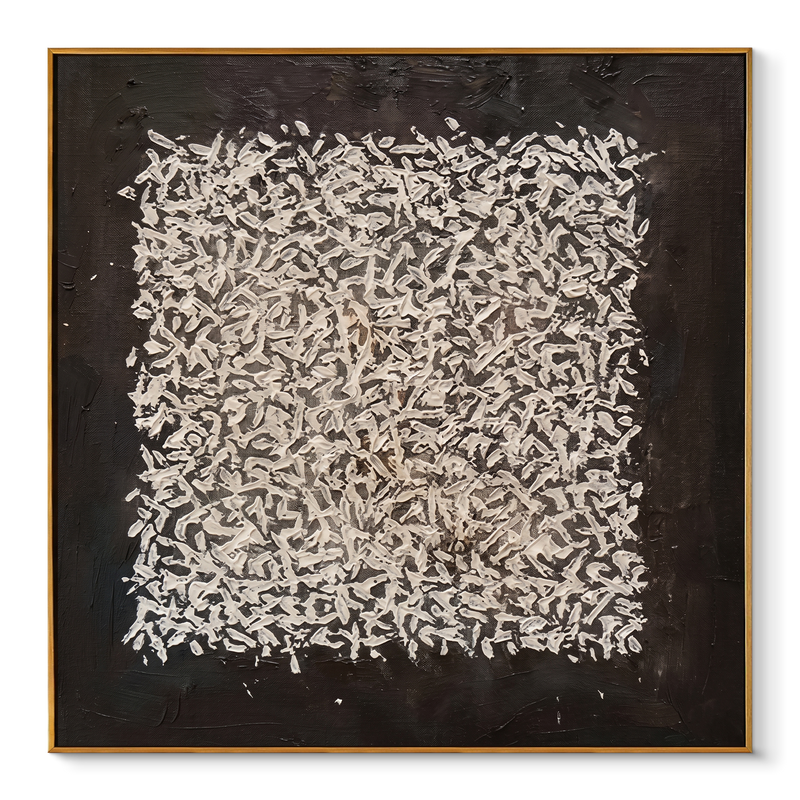 "Grounded Order" – Wabi-Sabi Geometric Stucco Impasto Painting | Sophisticated Statement Wall Art