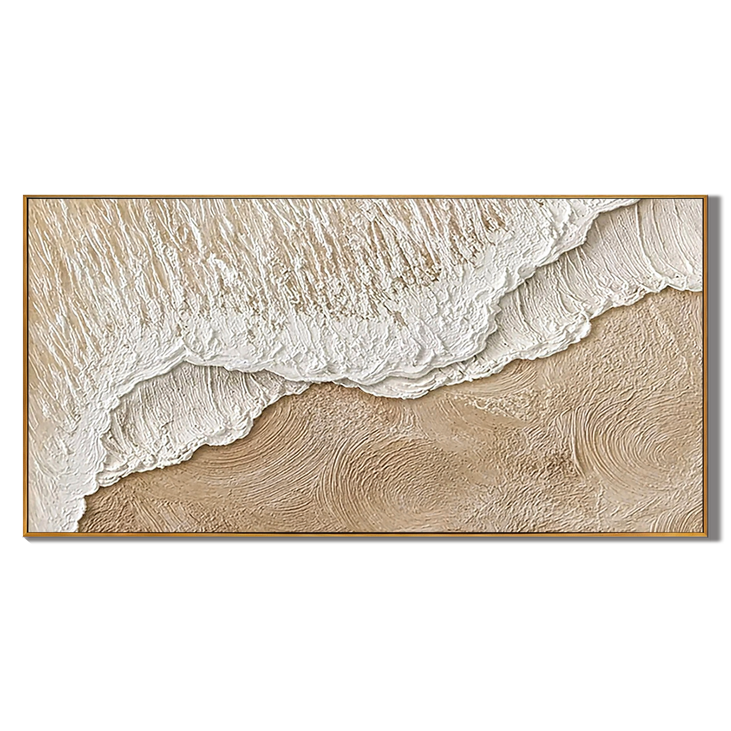 "Coastal Drift" – Extreme 3D Heavy Impasto Seascape | Serene Neutral Beach Statement Art