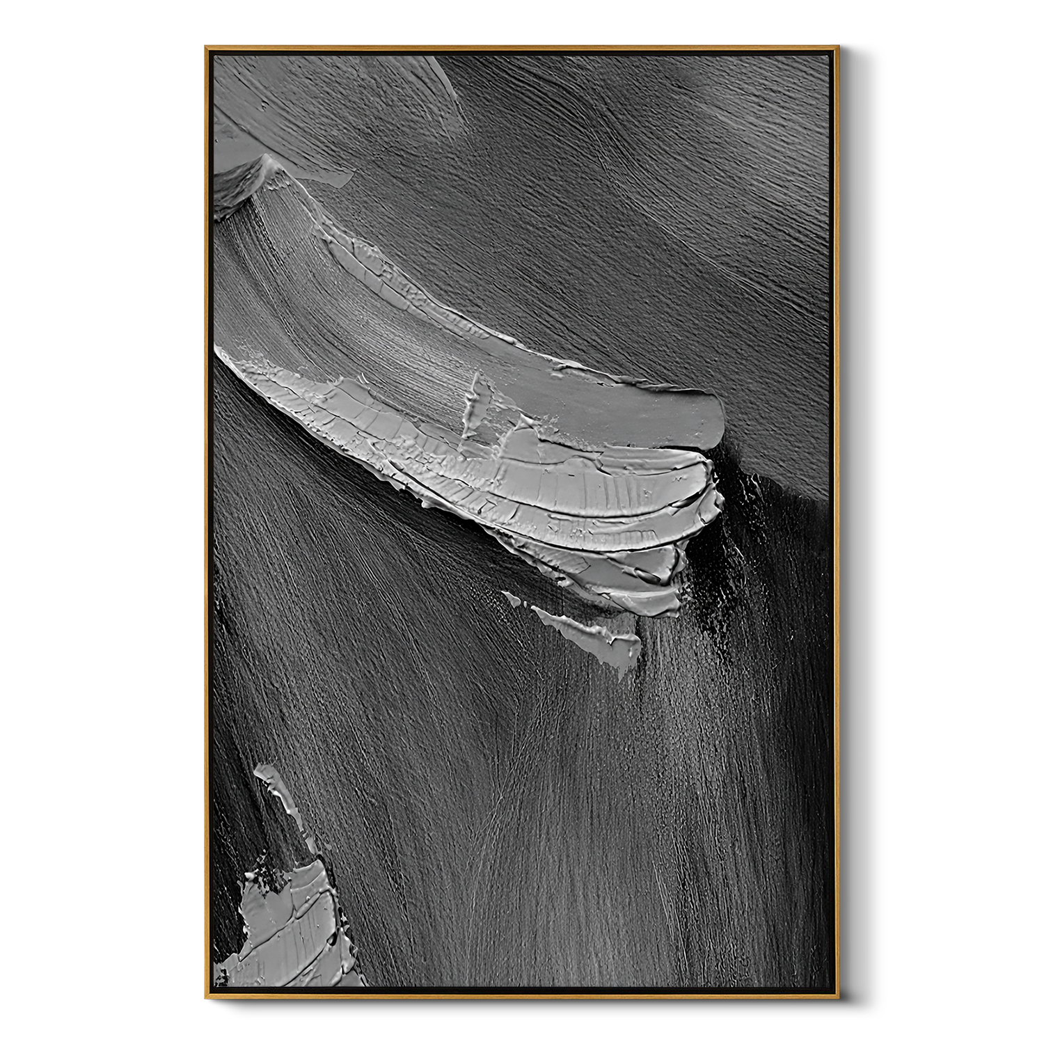 "Charcoal Surge" – Extreme 3D Brutalist Heavy Impasto | Modern Noir Statement Art