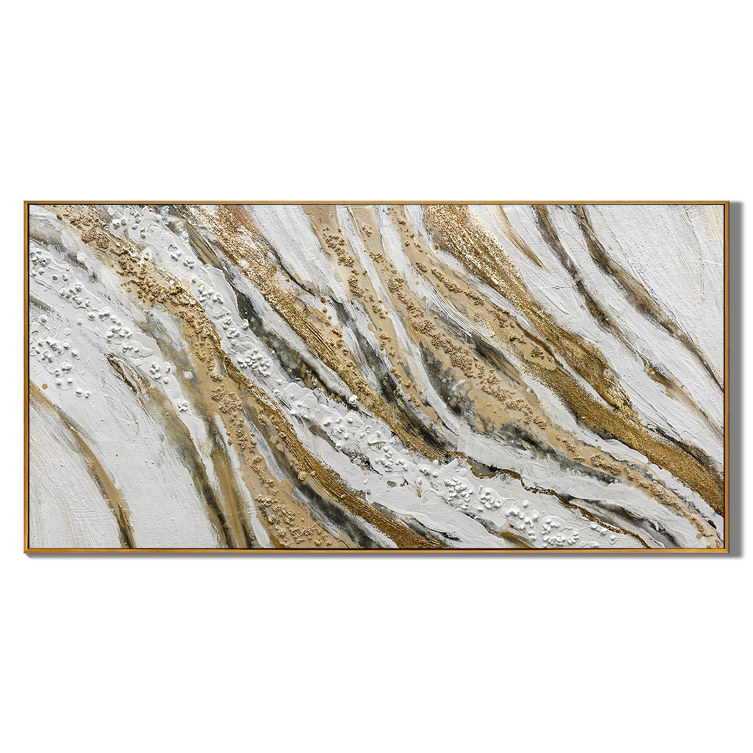 "Celestial Strata" – Gilded 3D Heavy Impasto Mineral Relief | Panoramic Luxury Statement Art