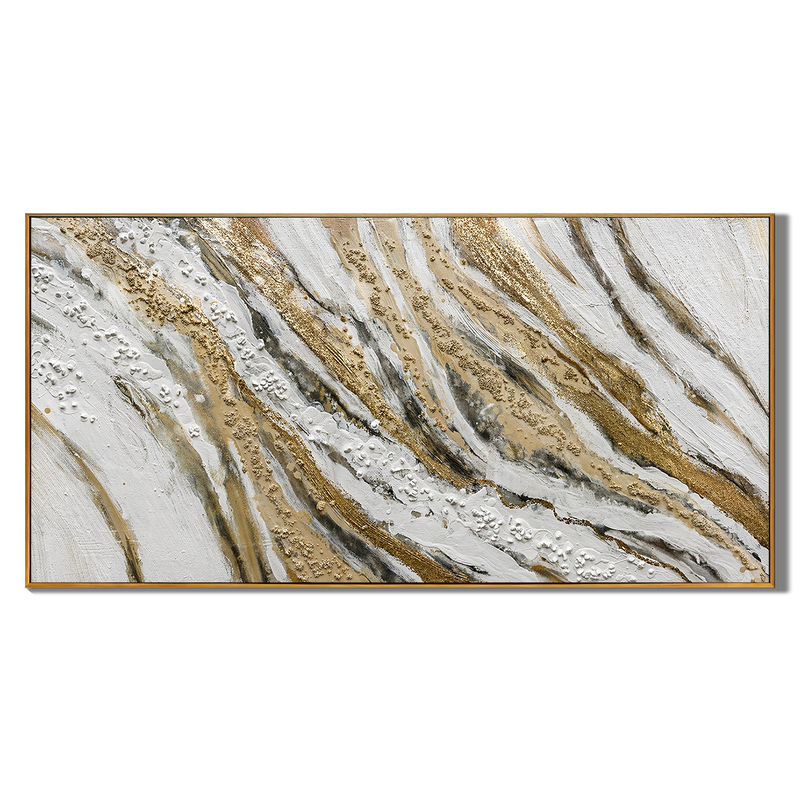 "Celestial Strata" – Gilded 3D Heavy Impasto Mineral Relief | Panoramic Luxury Statement Art