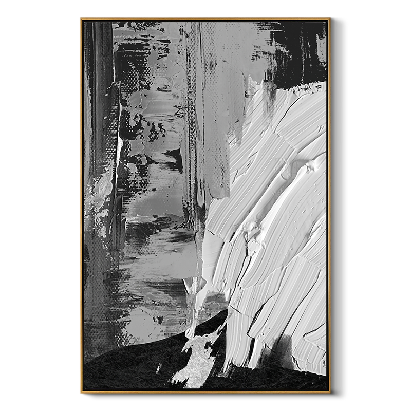 "Urban Tectonic" – 3D Heavy Impasto Monochrome Abstract | Industrial Sculptural Statement Art