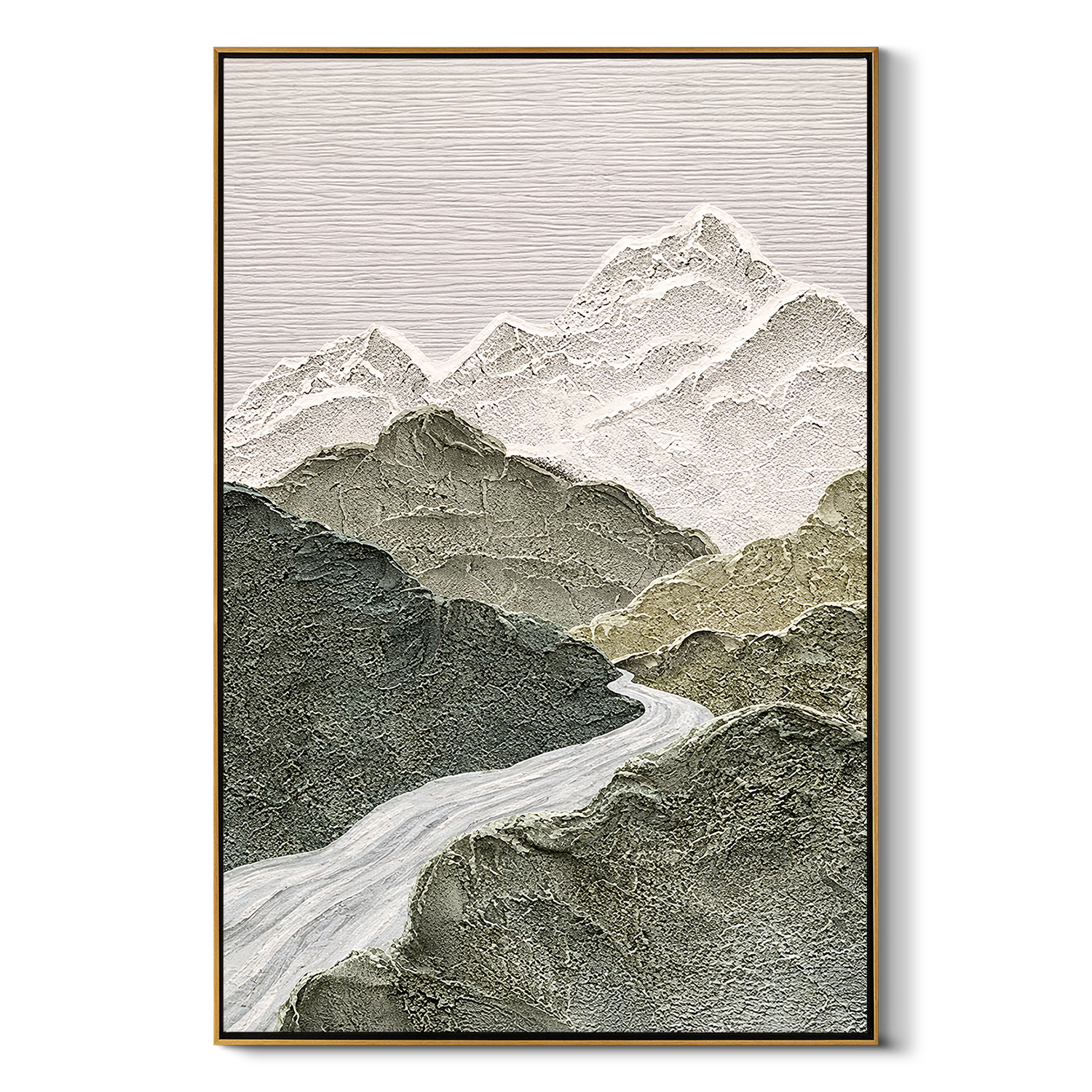 "Obsidian Ridge" – Extreme 3D Noir & Gold Heavy Impasto | Horizontal Statement Art