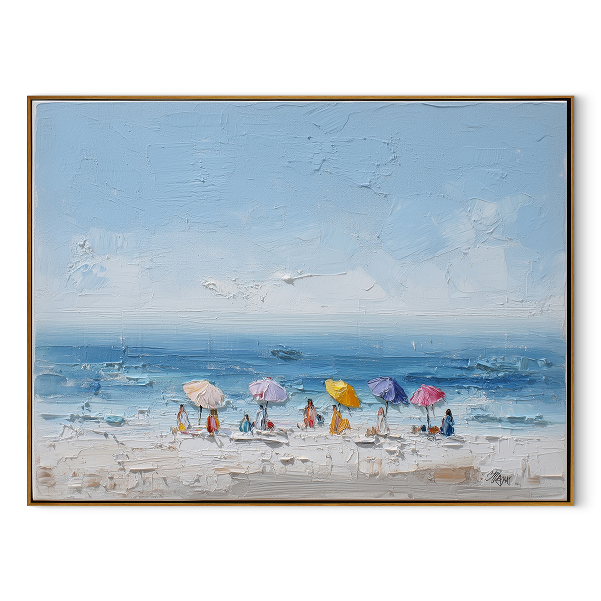"Coastal Echoes" – Impressionist 3D Impasto Beach Seascape | Vibrant Summer Wall Art