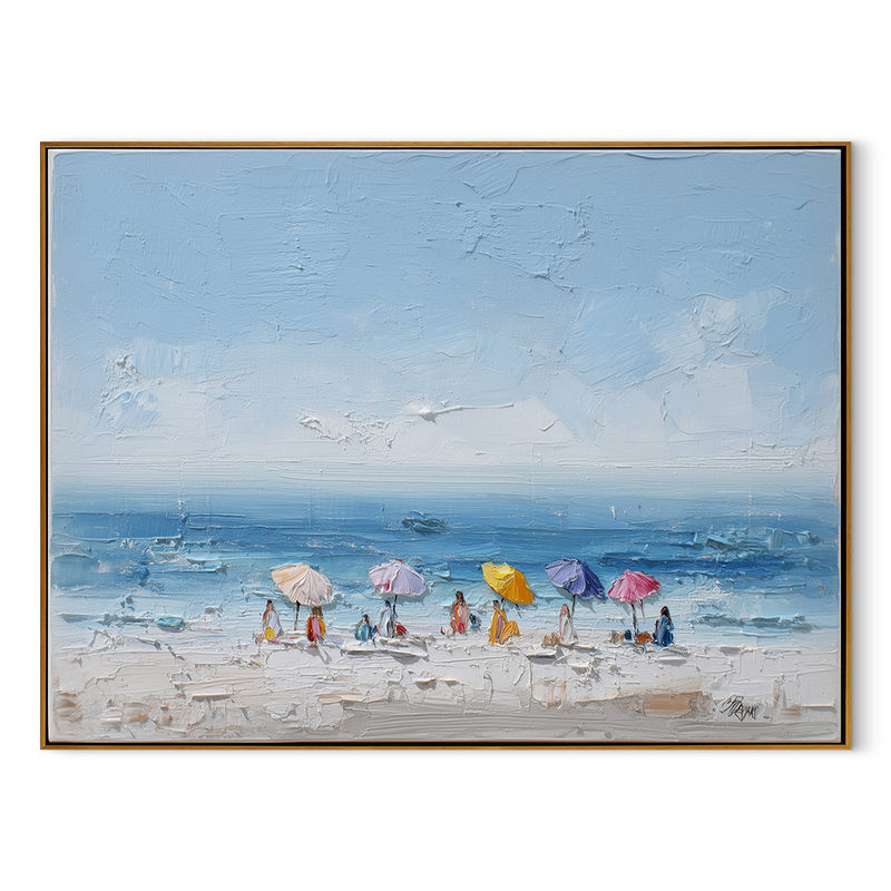 "Coastal Echoes" – Impressionist 3D Impasto Beach Seascape | Vibrant Summer Wall Art