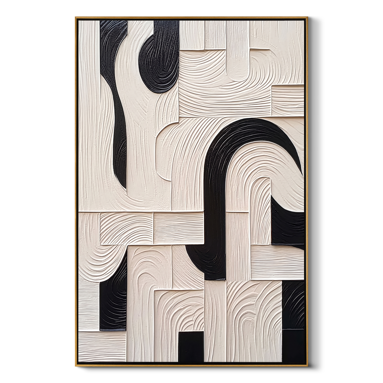 "Architectural Pulse" – Modern 3D Geometric Relief | Bold Monochrome Statement Art