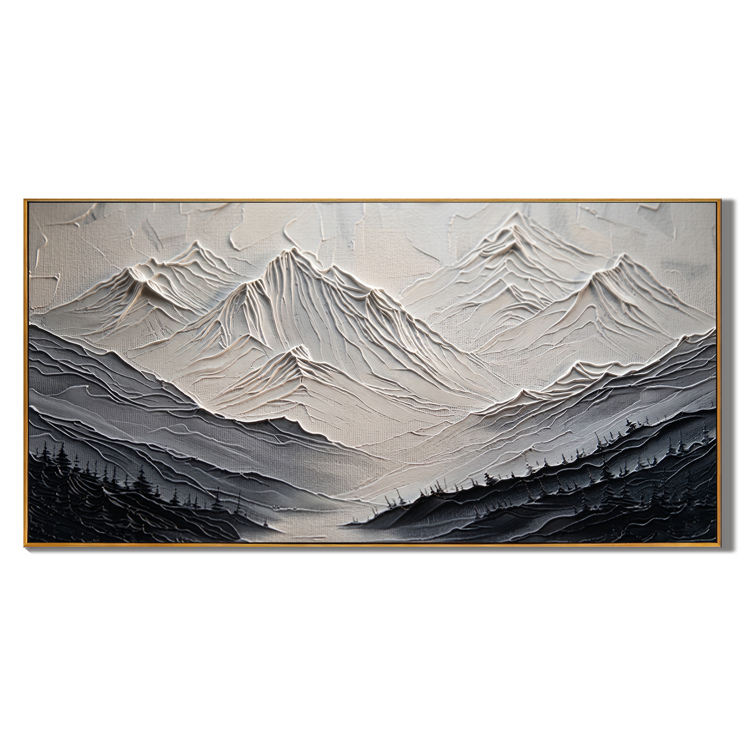 "Arctic Serenity" – 3D Heavy Impasto Mountain Relief | Modern Monochromatic Statement Art