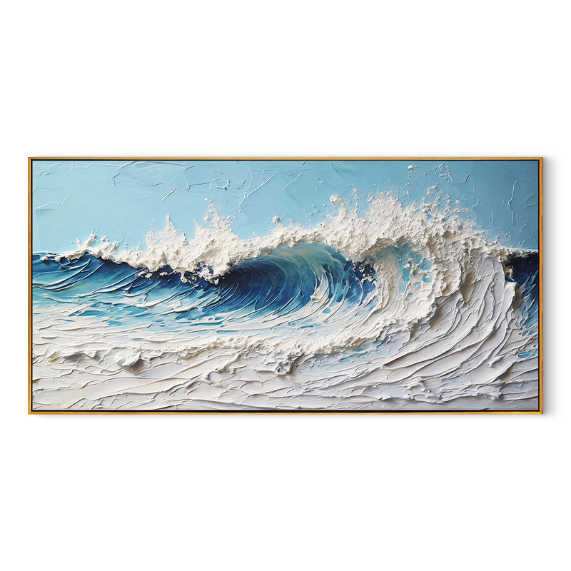"Summer Tide" – Modern Textured Impasto Beach Seascape | Vibrant Coastal Living Room Wall Art
