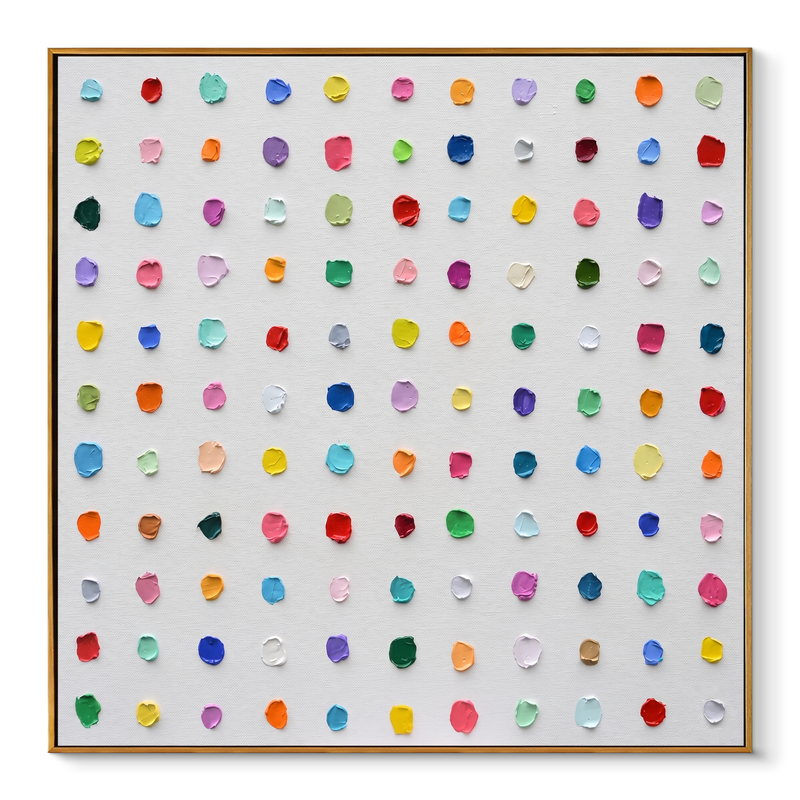 "Prismatic Pulse" – Modern Minimalist Multi-Color Impasto Dot Art | Playful Creative Studio Wall Decor