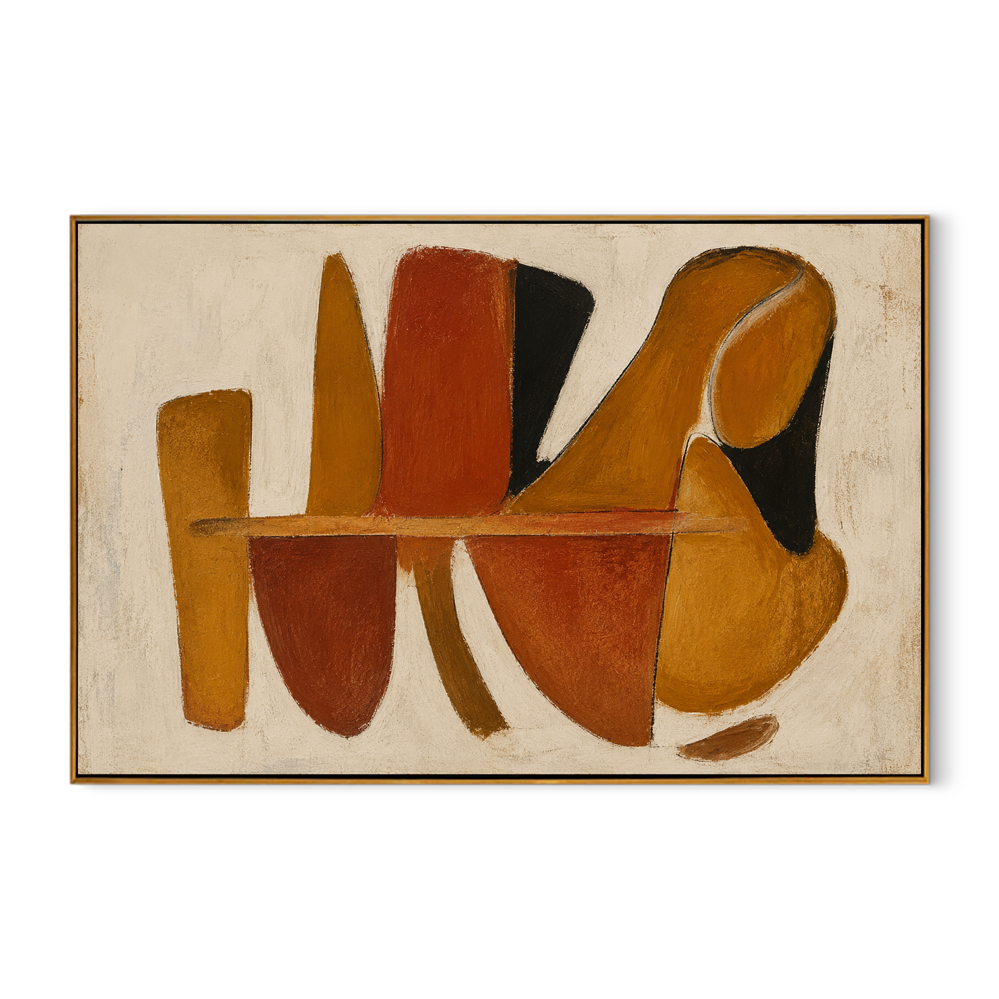 "Terra Forms" - Mid-Century Modern Abstract | Terracotta & Ochre Earth-Tone Statement Art