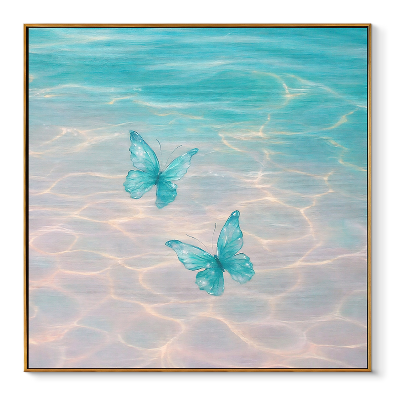 "Azure Dreamscape" – Surreal Ethereal Butterfly & Water Abstract | Tropical Statement Art