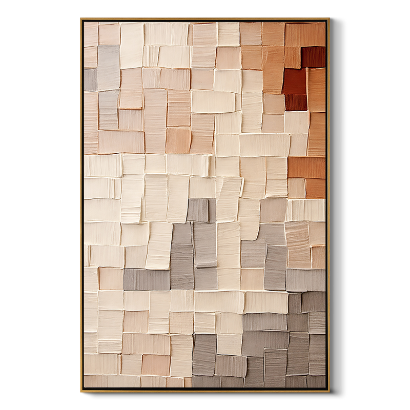 "Earthy Mosaic" – Modern 3D Terracotta Heavy Impasto | Warm Neutral Statement Art