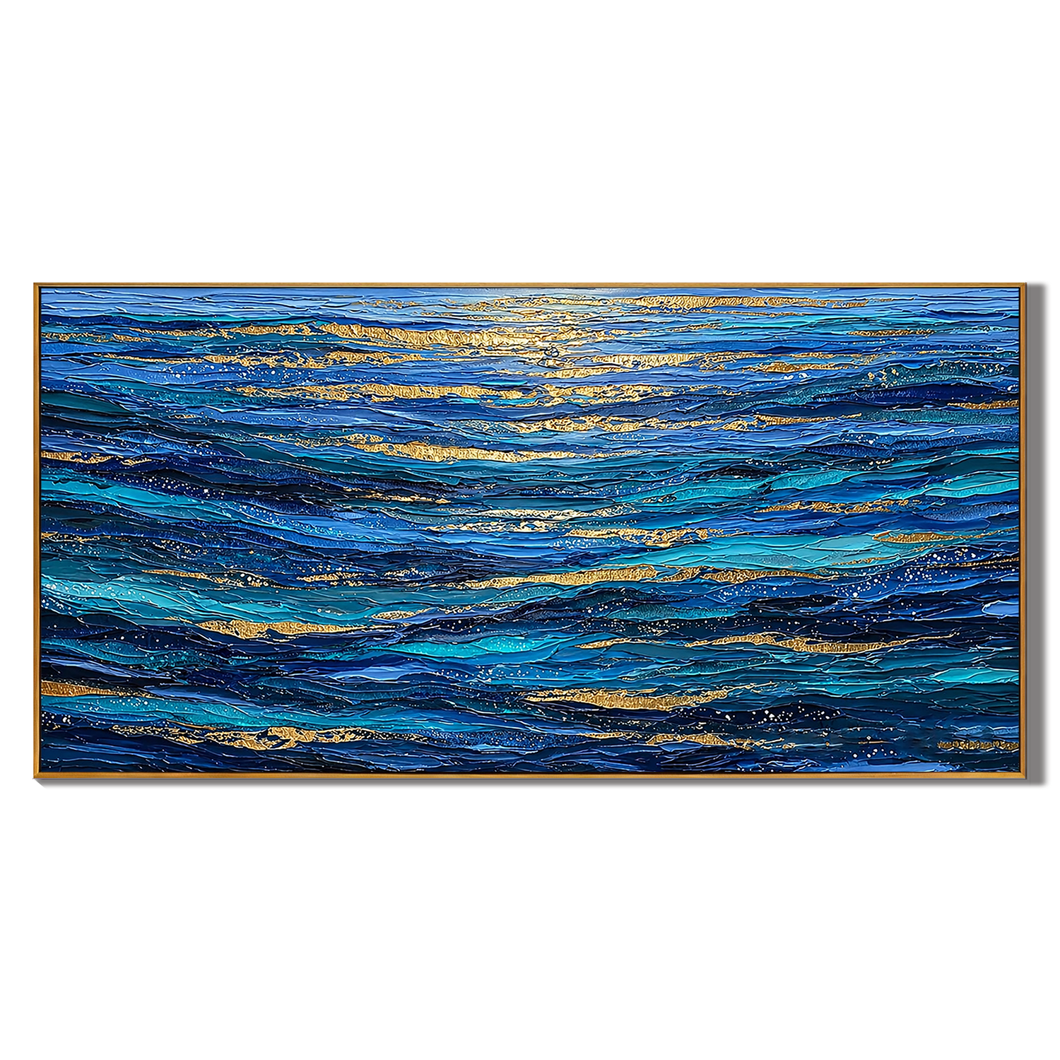 "Luminous Tides" – Extreme 3D Heavy Impasto Ocean Abstract | Gilded Coastal Statement Art