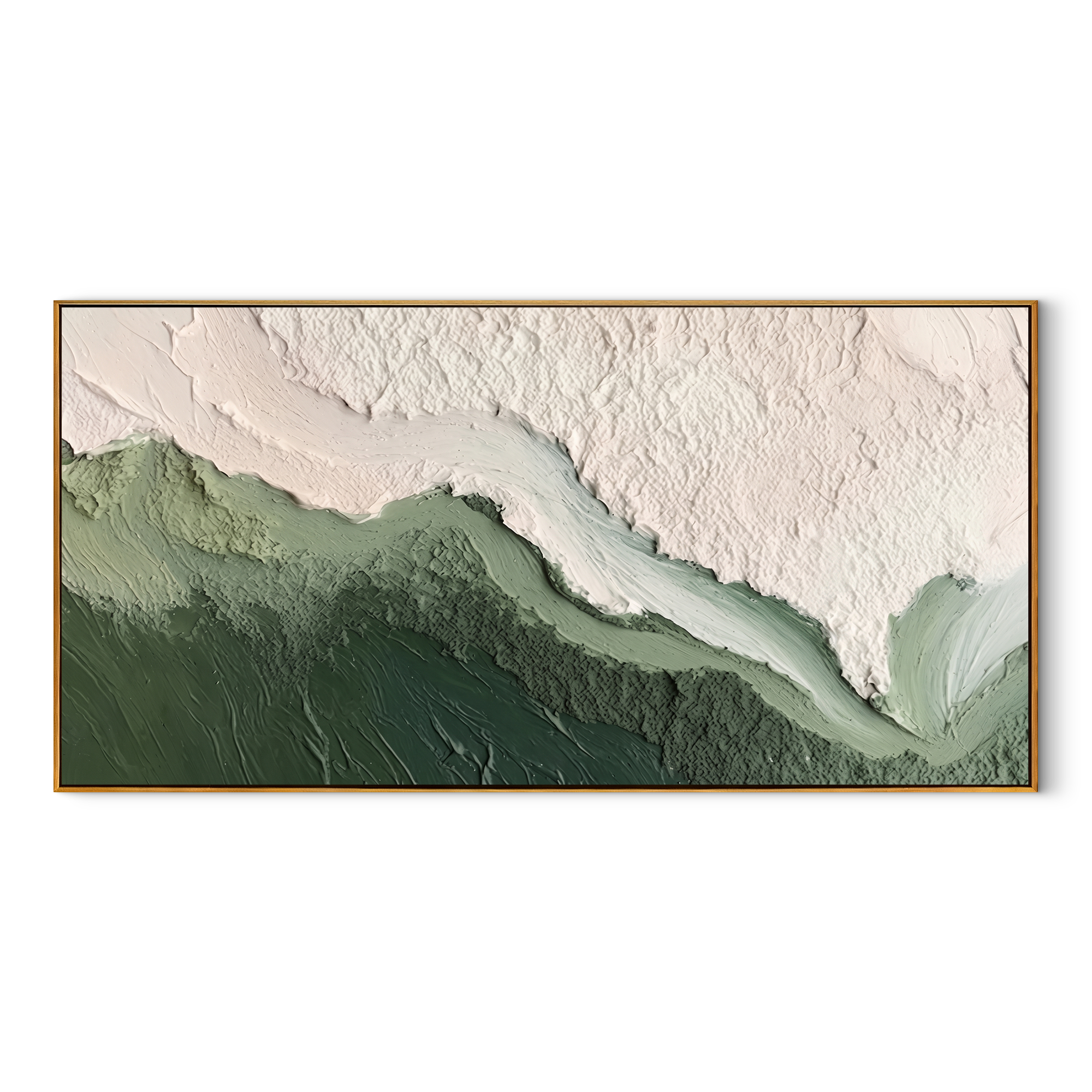 "Earthy Silence" – Minimalist Sage Green Heavy Impasto Abstract | Master Bedroom Statement Art