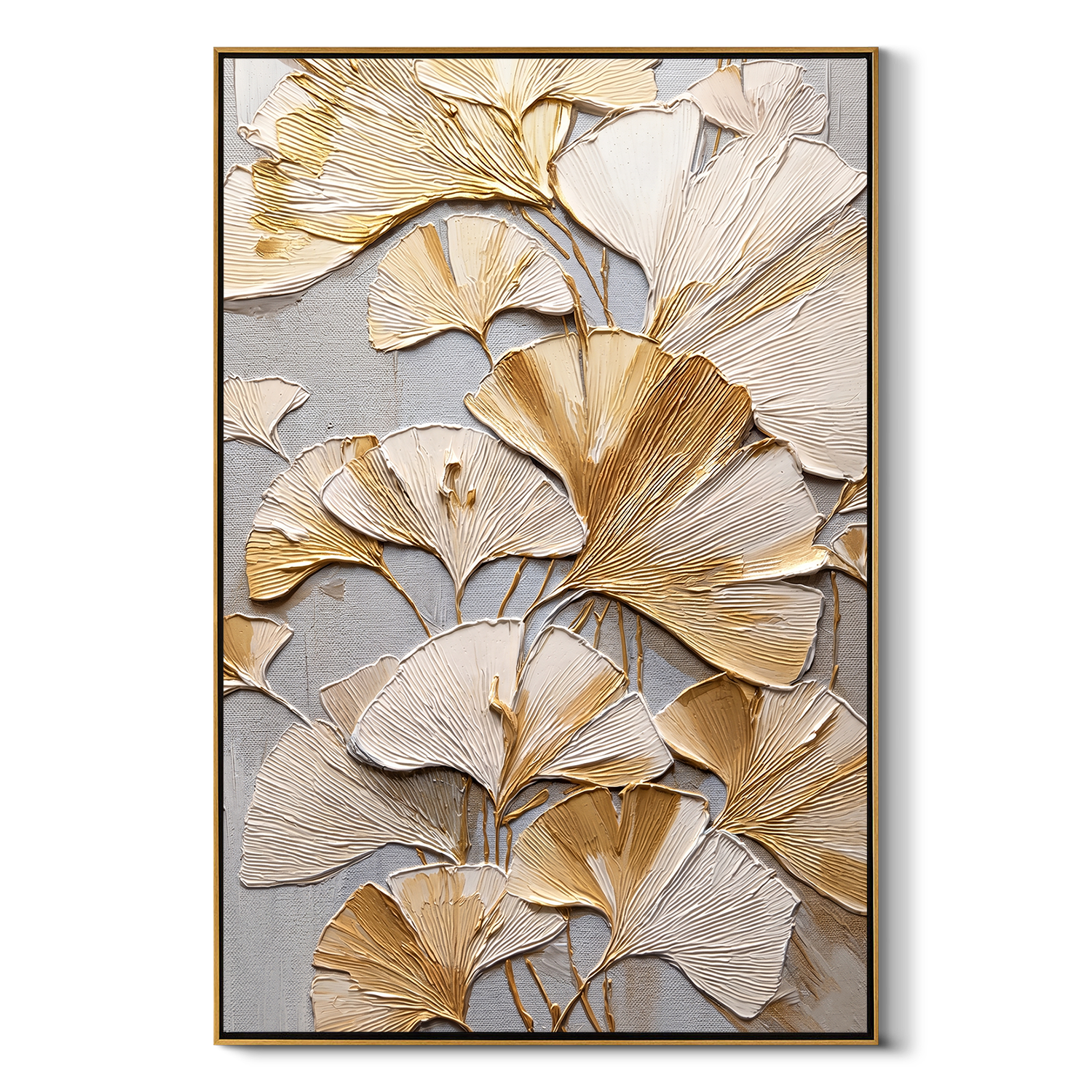 "Golden Longevity" – Modern 3D Ginkgo Leaf Relief | Elegant Botanical Statement Art