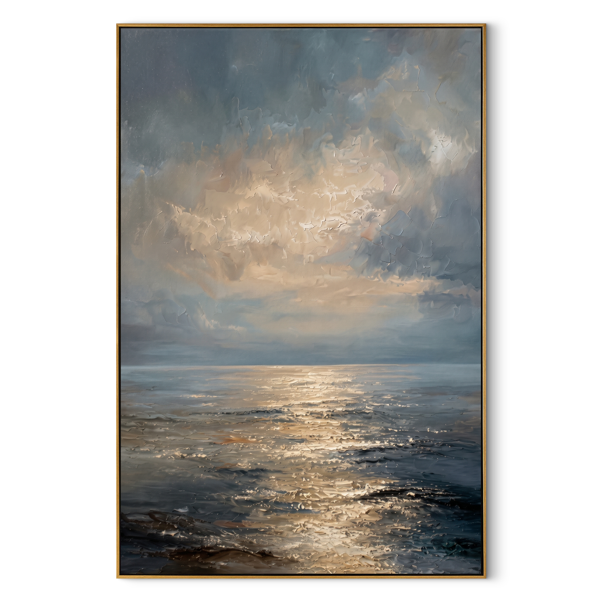 "Luminous Calm" – Tonalist Atmospheric Seascape Canvas Art | Serene Bedroom Wall Decor