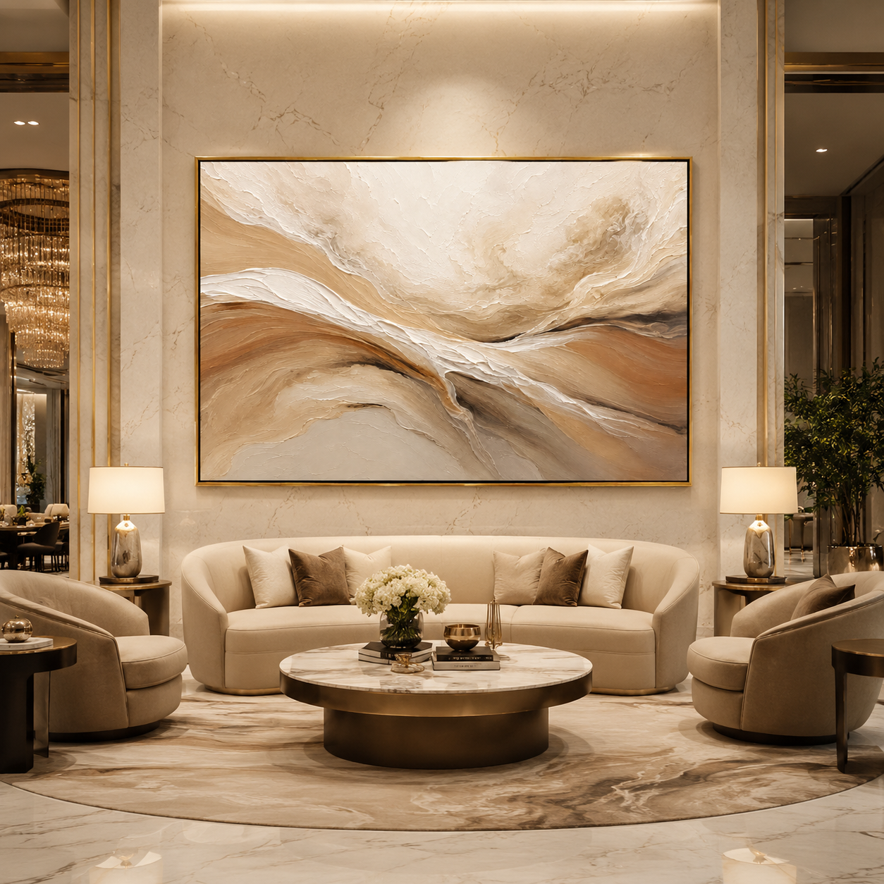 "Desert Drift" - Abstract Wabi-Sabi Landscape Painting | Beige Brown & White Horizontal Wall Art