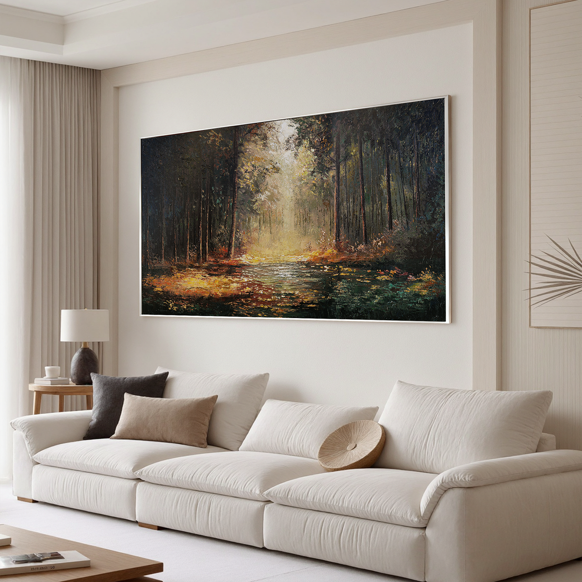"Warm Abstract" - Impressionist Landscape | Brown & Beige Landscape Art Statement Art