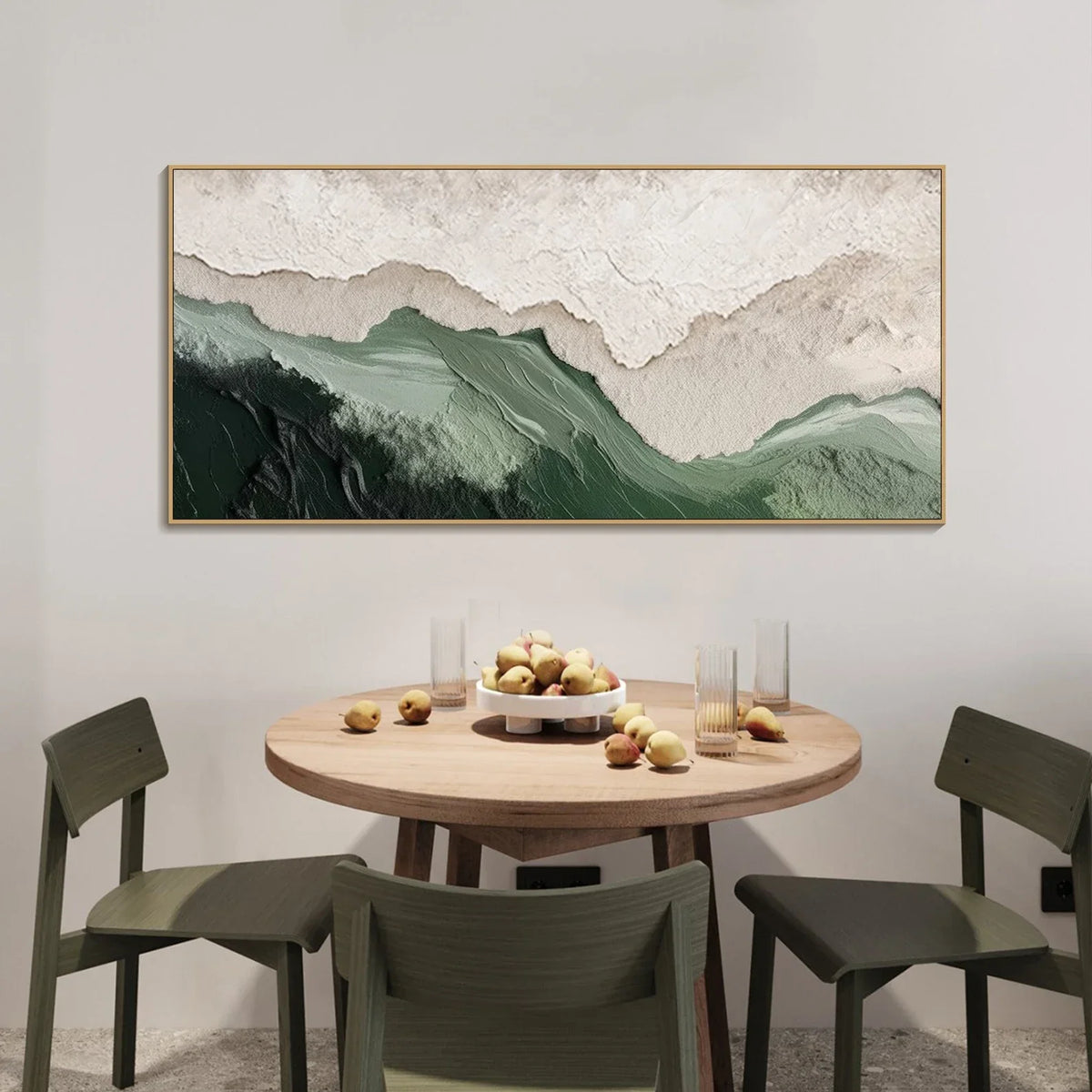 "Layered Mountain" - Modern Heavy Impasto Landscape Artwork | Beige Palette Knife Painting | Luxury Horizontal Wall Art #YK 1564