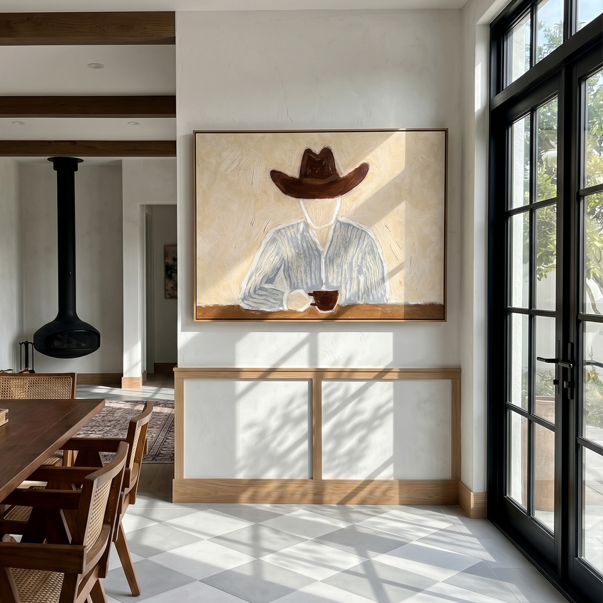 Brown Hat Morning Coffee - Vintage Americana wall art image 4