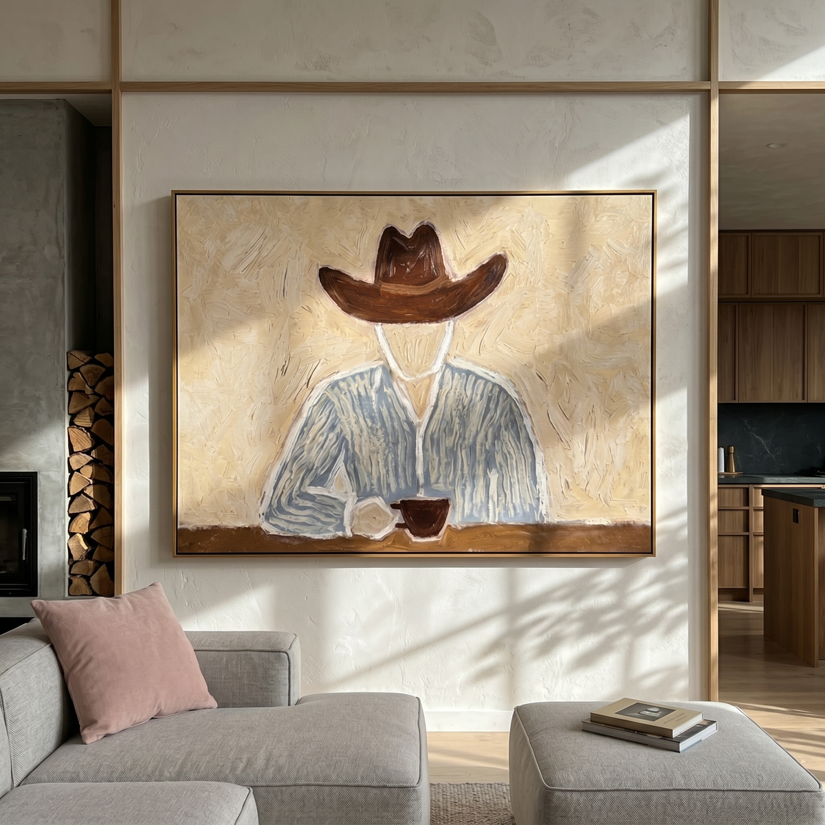 Brown Hat Morning Coffee - Vintage Americana wall art image 3