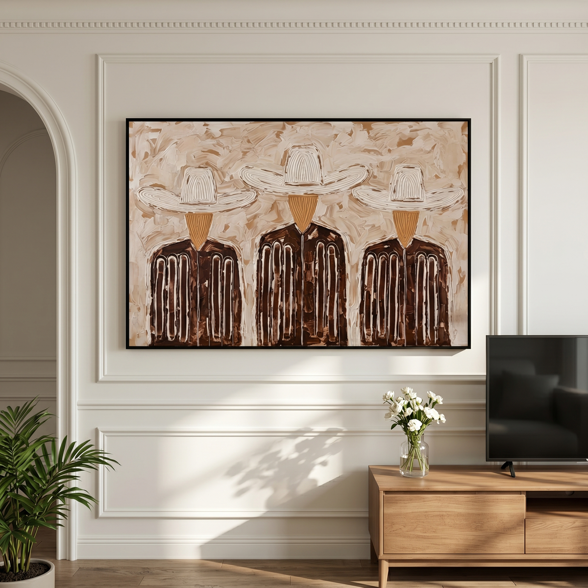 Three White Hats Gather - Vintage Americana wall art image 5