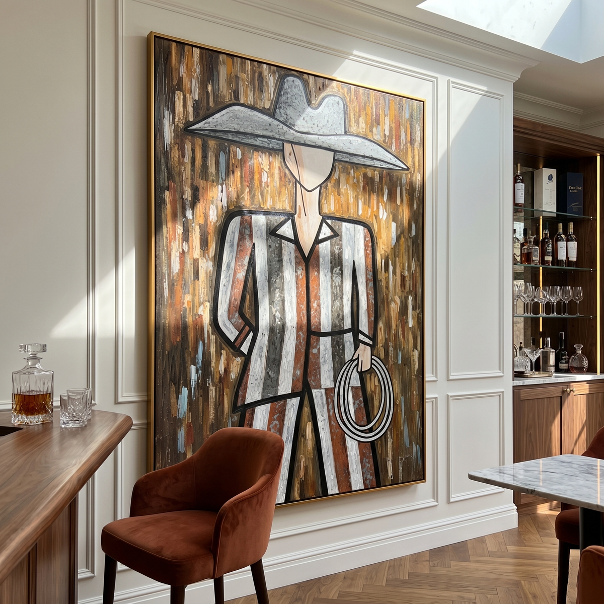 Silver Hat Holds Rope - Vintage Americana wall art image 1
