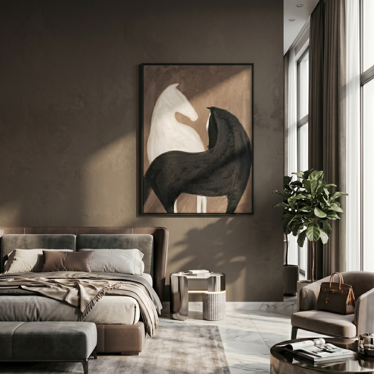 White Horse Black Shelter - Vintage Americana wall art image 4