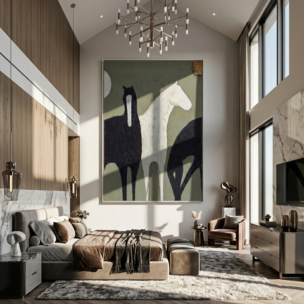 Three Horses Cross Sage - Vintage Americana wall art image 5