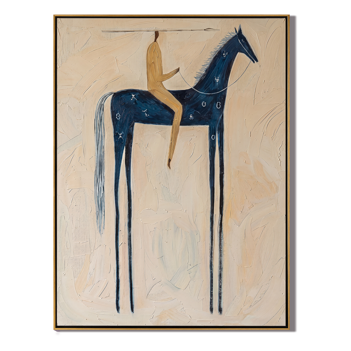 Blue Horse Crosses Cream - Vintage Americana wall art image 2