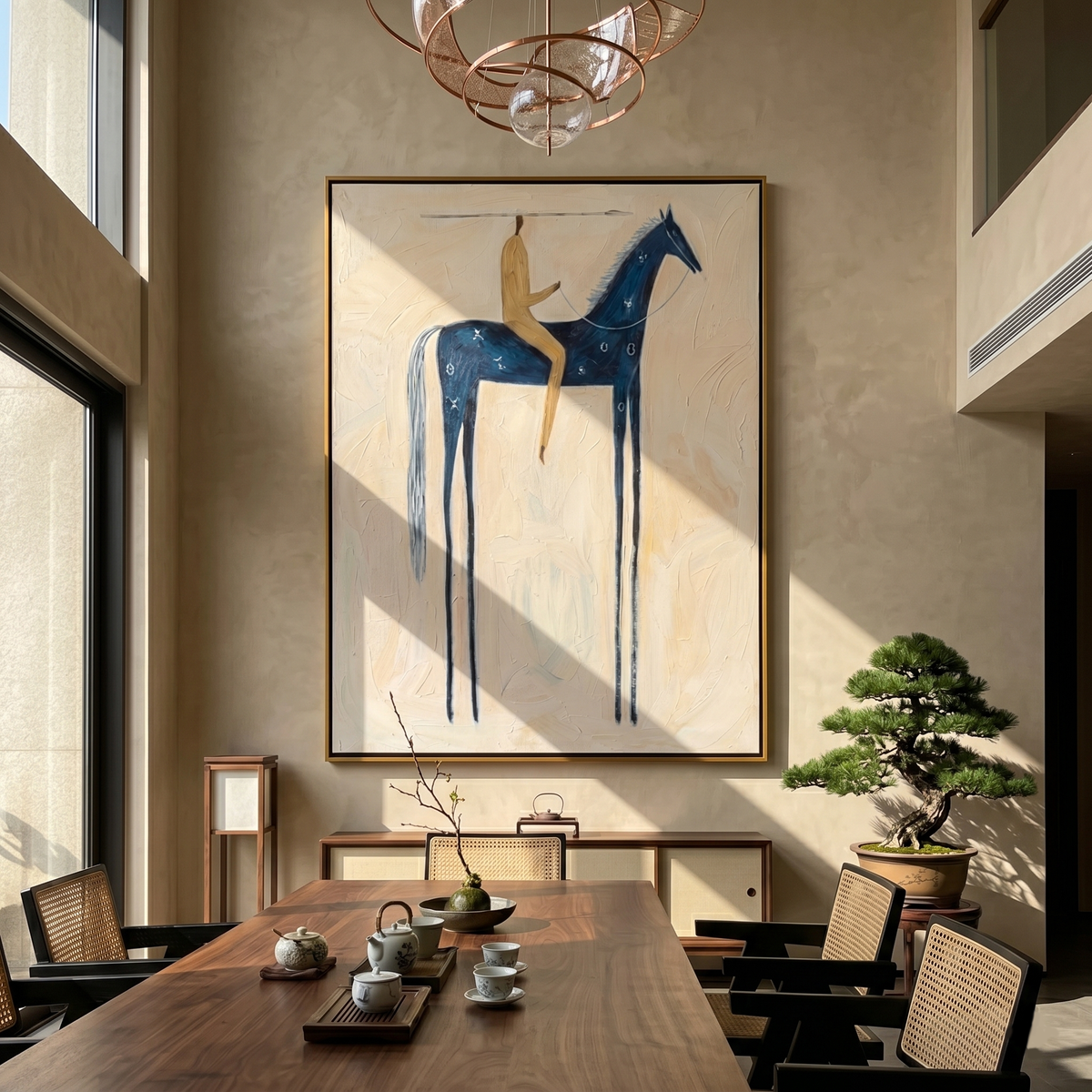 Blue Horse Crosses Cream - Vintage Americana wall art image 5