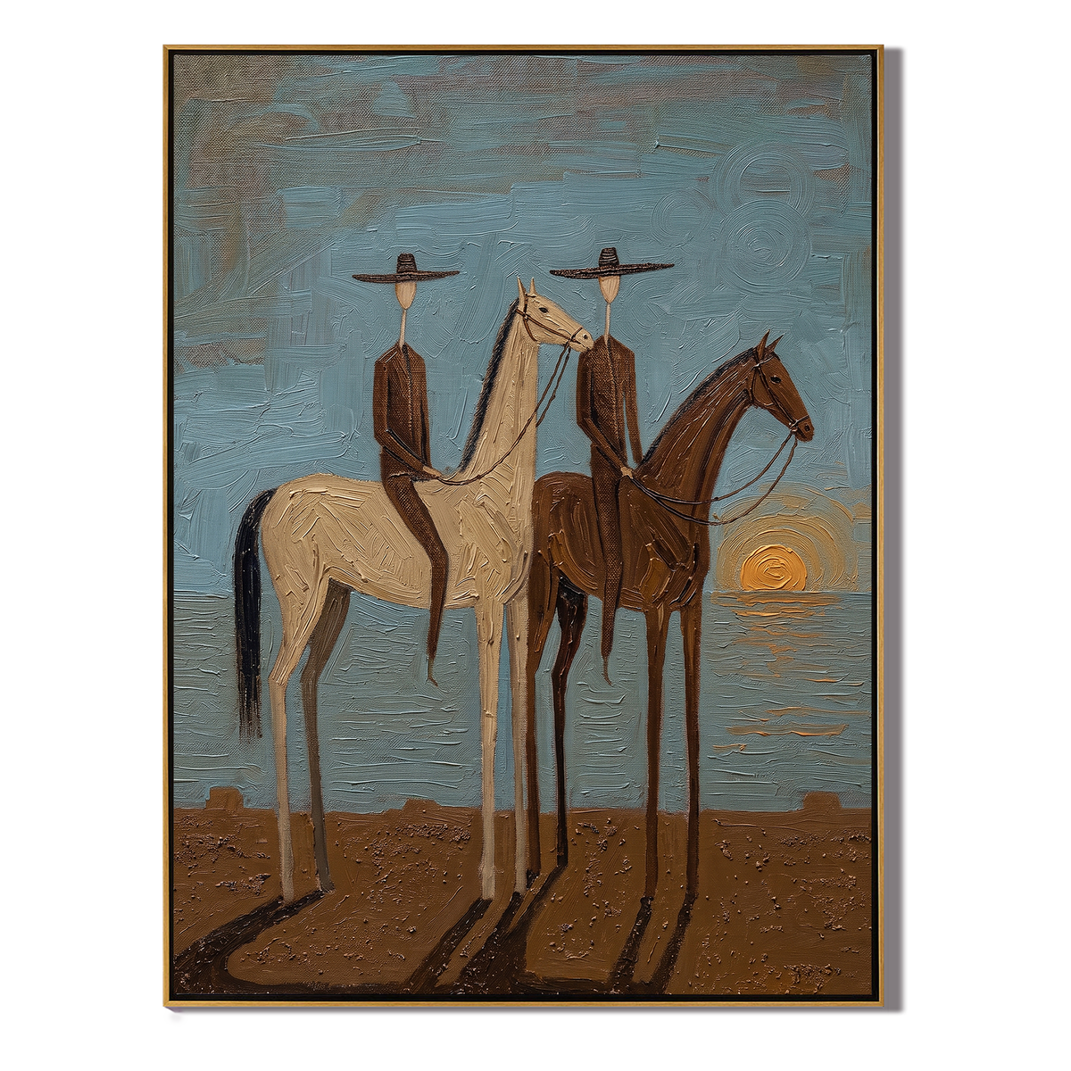 Two Riders Catch Sunset - Vintage Americana wall art image 2