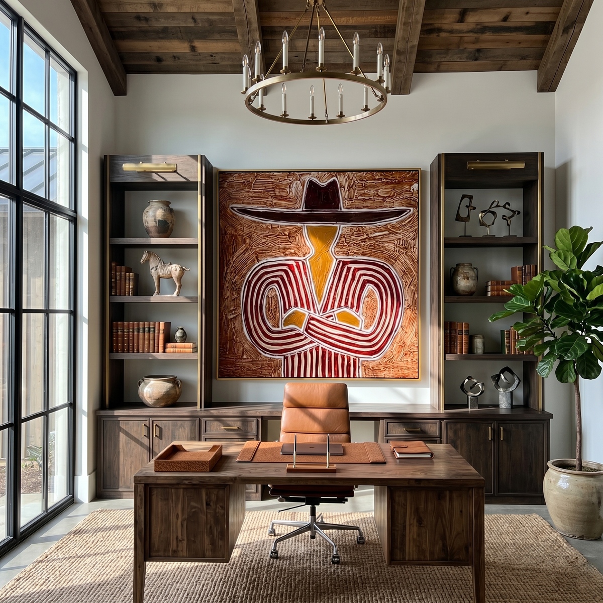 Red Lines Hold Stillness - Vintage Americana wall art image 1