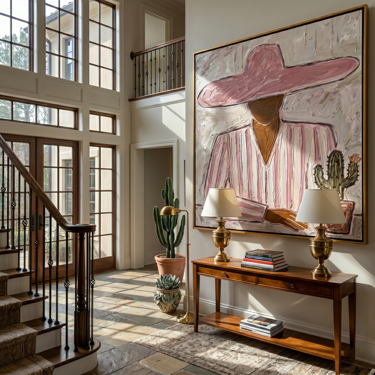 Pink Brim Guards Cactus - Vintage Americana wall art image 1