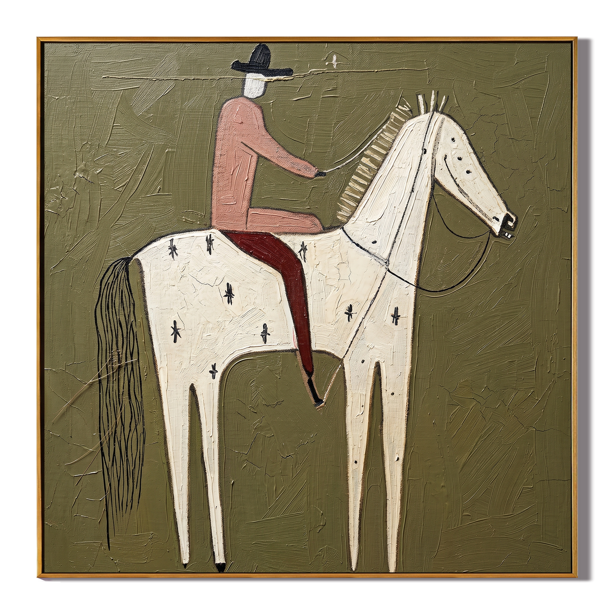 Pink Rider on Ivory - Vintage Americana wall art image 2