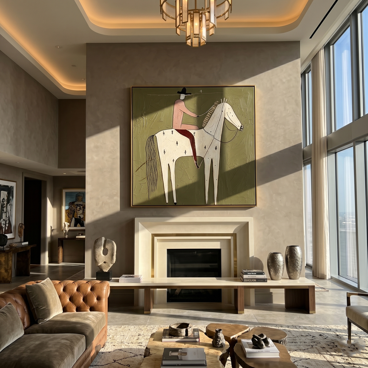 Pink Rider on Ivory - Vintage Americana wall art image 4
