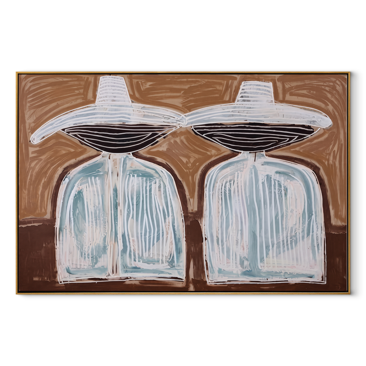 White Hats Float Brown - Vintage Americana wall art image 2