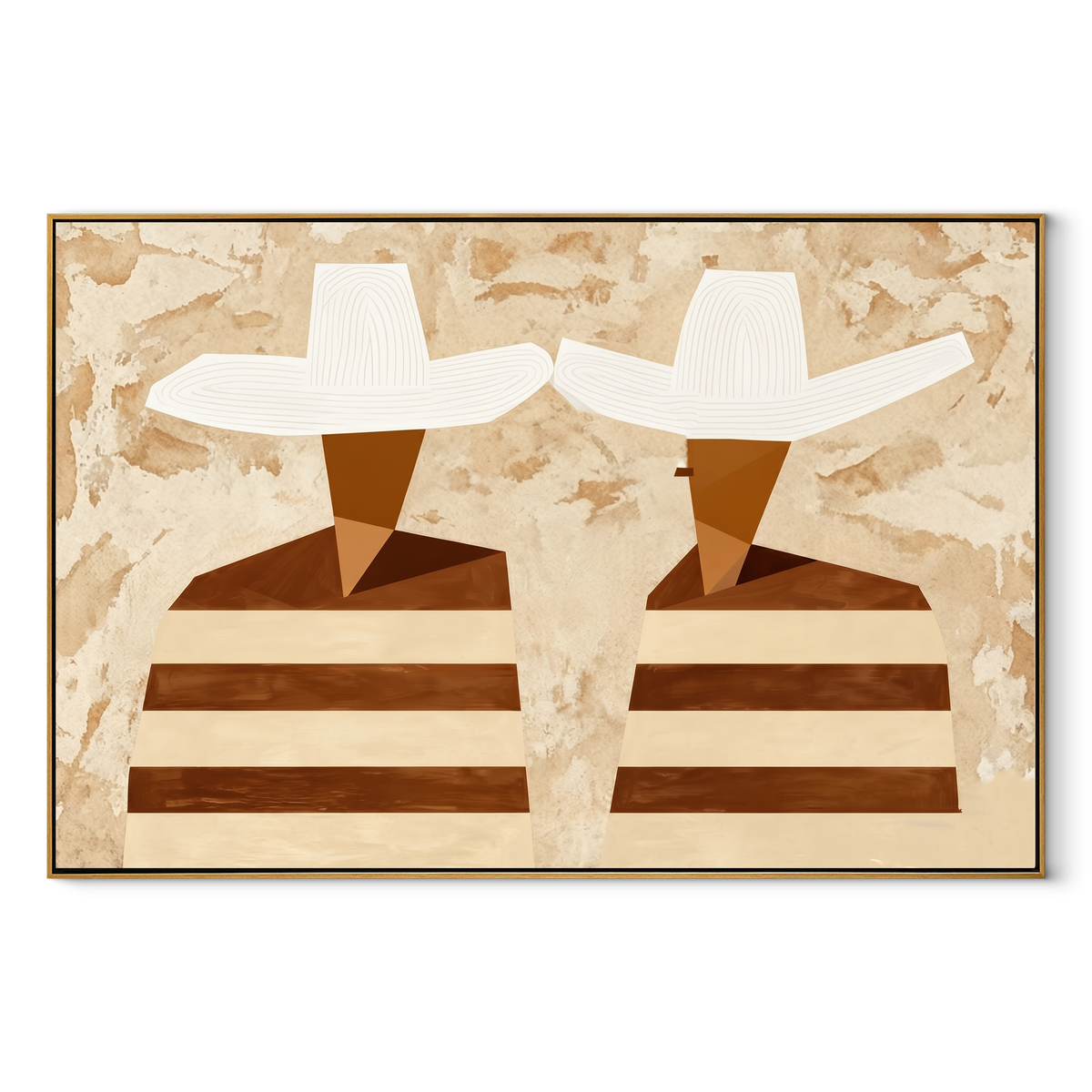 White Hats Face Sideways - Vintage Americana wall art image 2