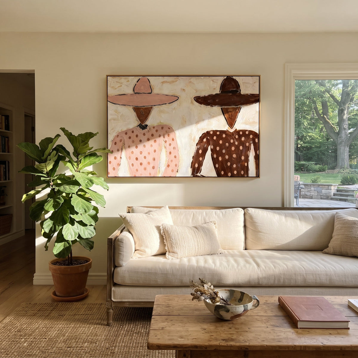 Pink Dots Meet Brown - Vintage Americana wall art image 1