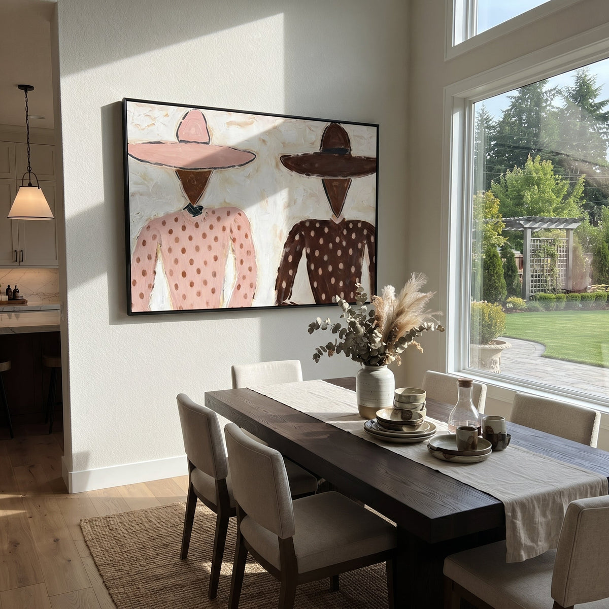 Pink Dots Meet Brown - Vintage Americana wall art image 5