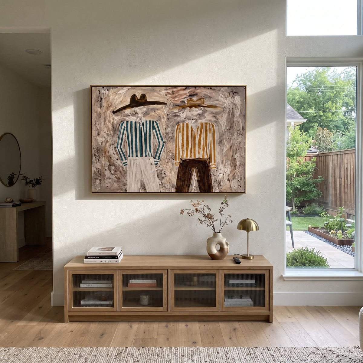 Green Stripes Meet Ochre - Vintage Americana wall art image 1