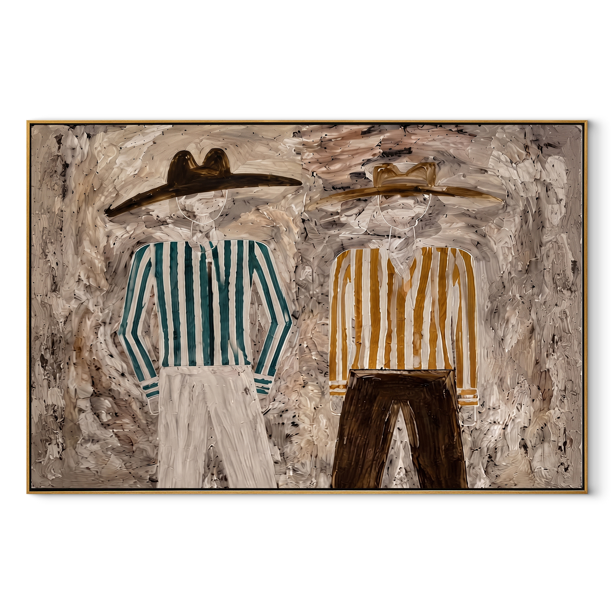 Green Stripes Meet Ochre - Vintage Americana wall art image 2