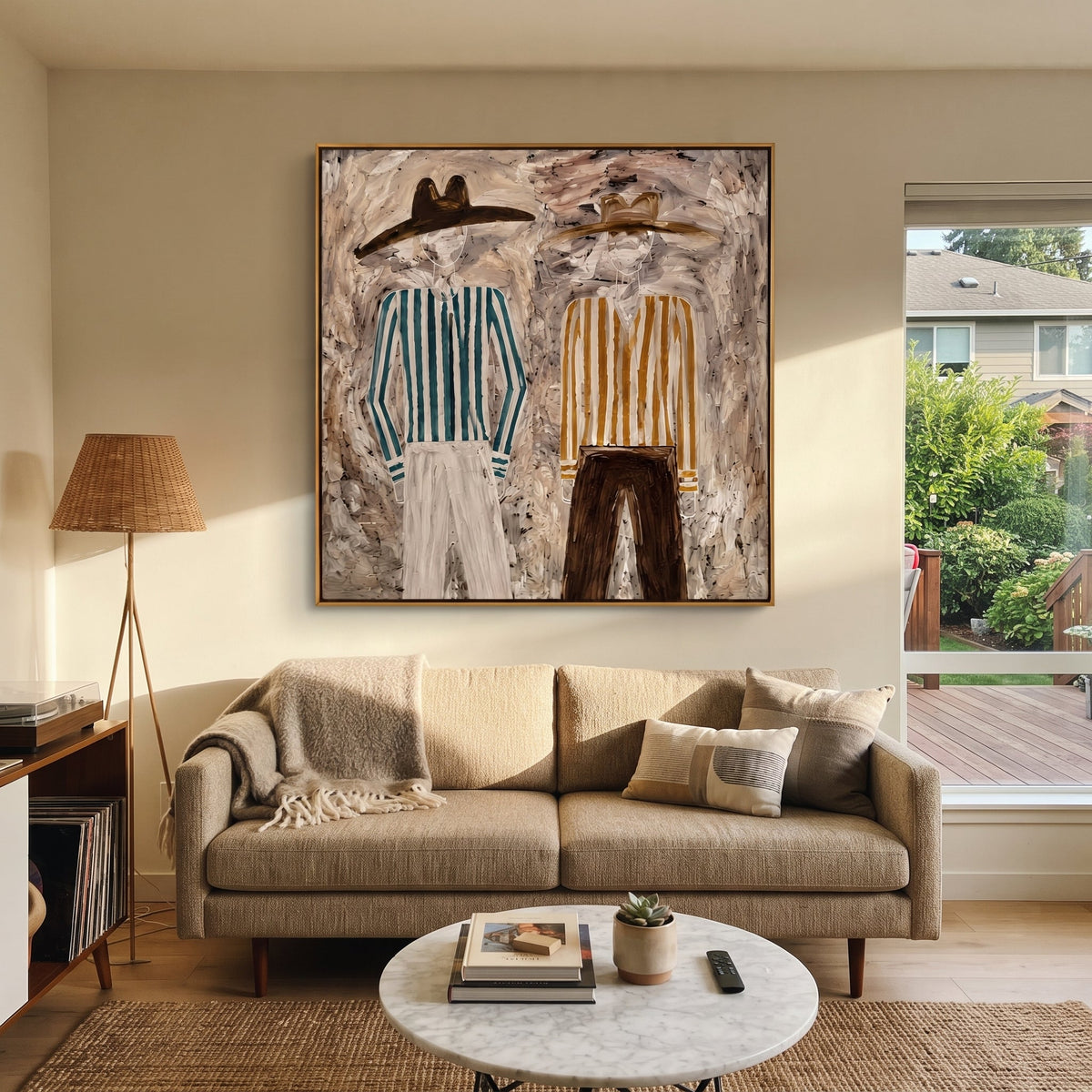 Ochre Stripes Weather Gray - Vintage Americana wall art image 1