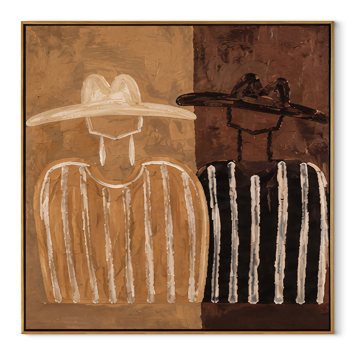 Brown Stripes Divide Silence - Vintage Americana wall art image 2