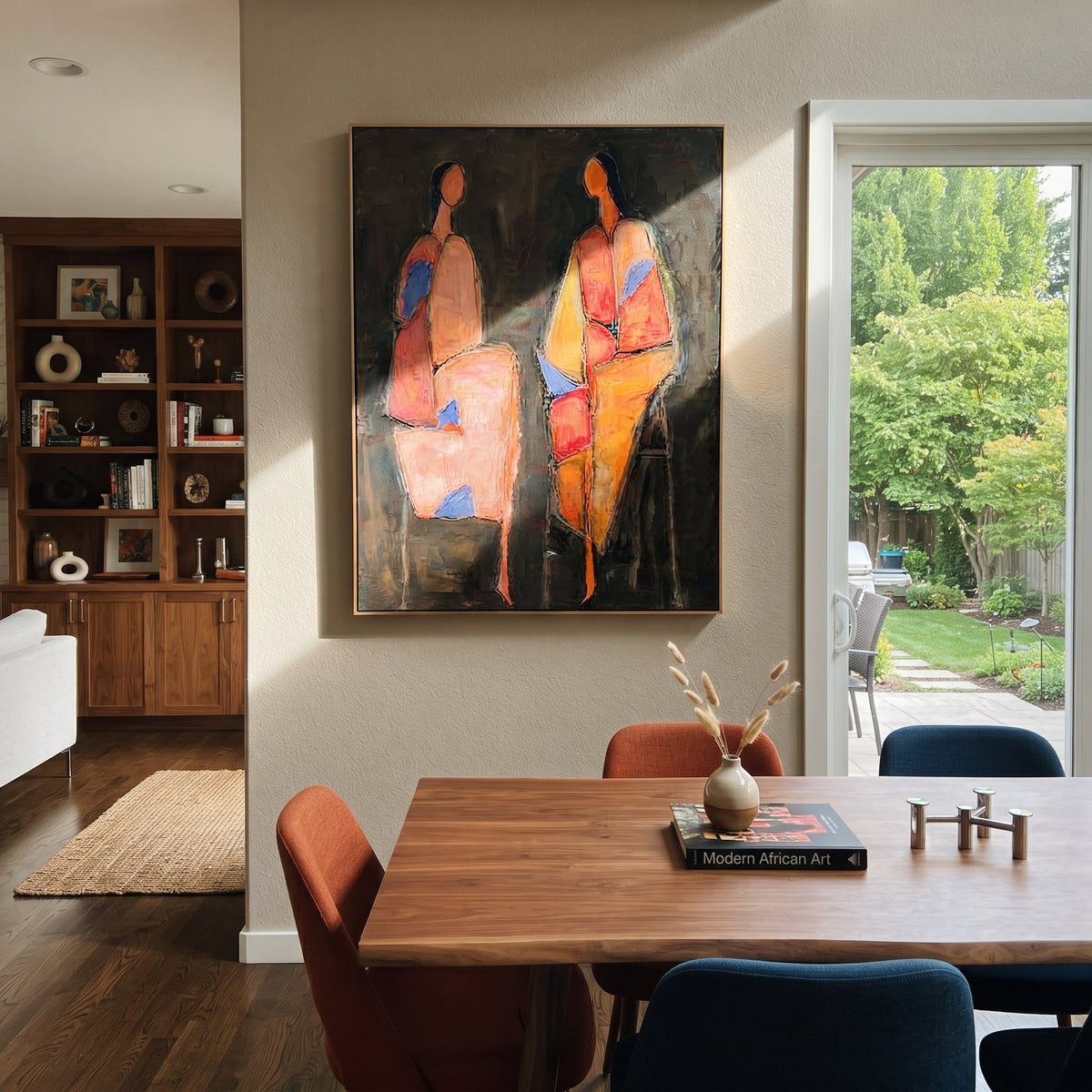 Blue Shapes Hold Conversation - Vintage Americana wall art image 1