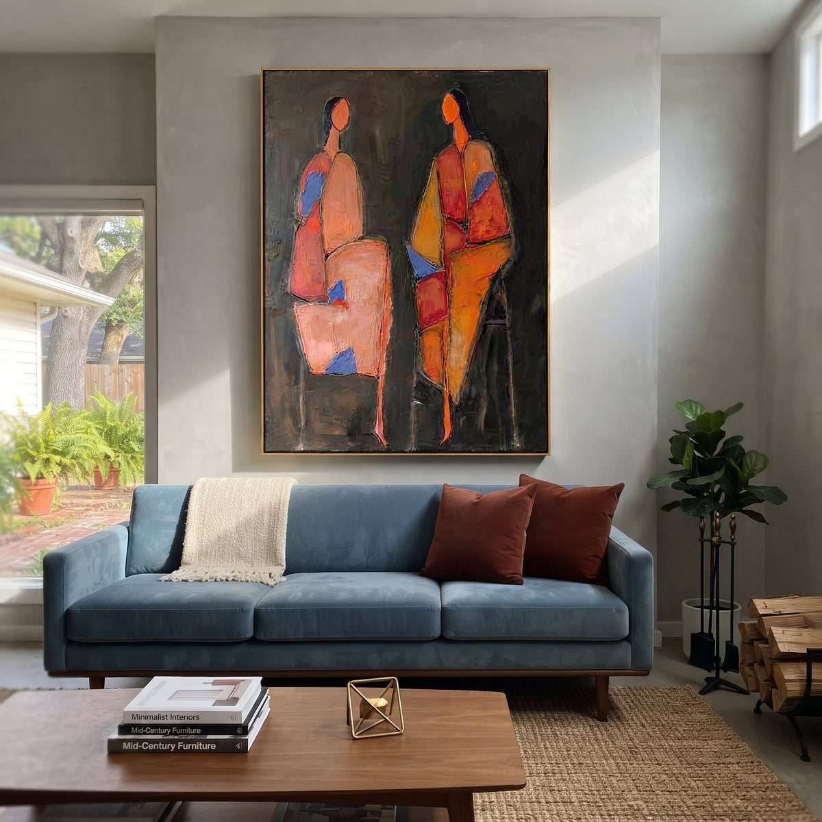 Blue Shapes Hold Conversation - Vintage Americana wall art image 5